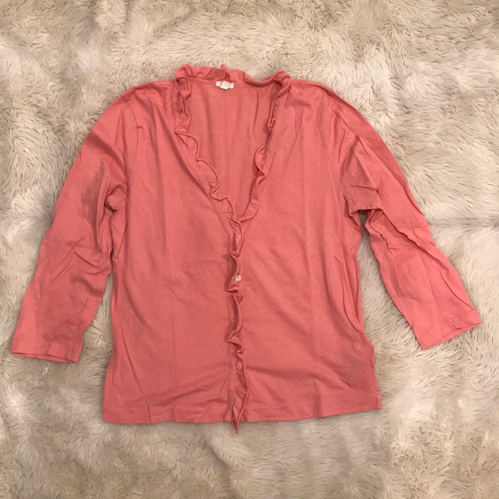 JCrew Lightweight Cotton Ruffle Cardigan
